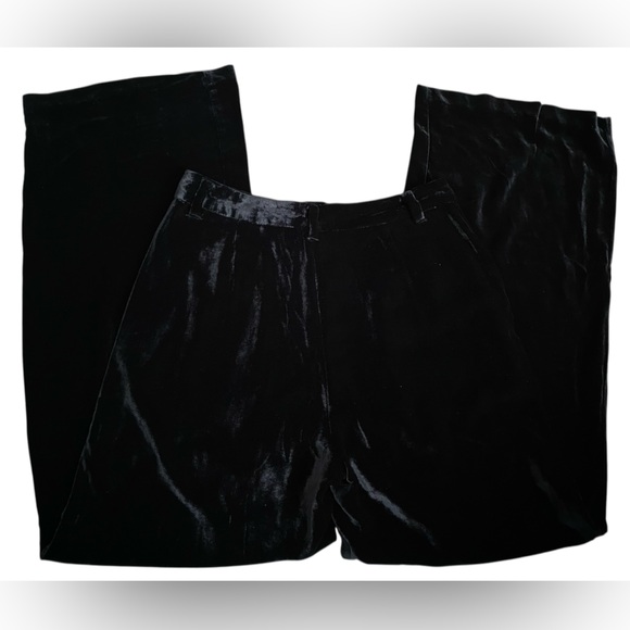 Reformation Velvet Black Wide leg Trousers Size 4P - Picture 12 of 12